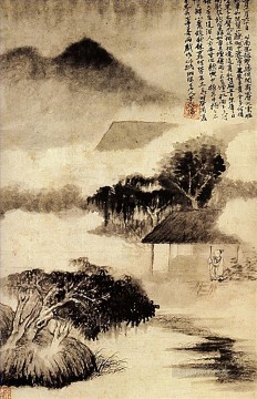 Shitao sonido del trueno en la distancia 1690 tinta china antigua Pinturas al óleo